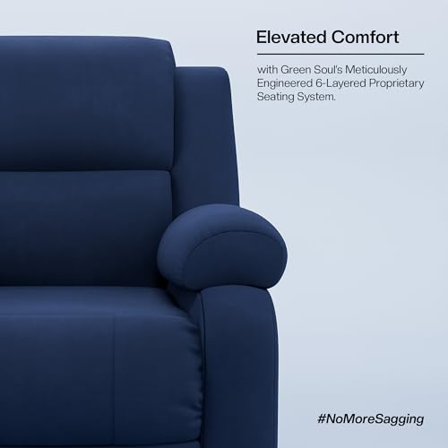 Image of Green Soul Comfy | 1 Seater Recliner Sofa with Soft Suede Fabric & Luxuriously Padded Body | Recliner for Relaxing at Home | 3 Years Warranty Color (Blue) | Installation Provided