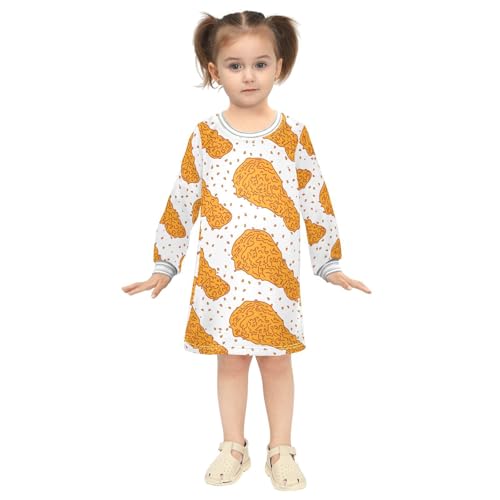 Chicken Fried Girls Dresses Long Sleeve Sweatshirt Dress for Girls Winter Toddler Casual A Line Dresses Size 2-8T4