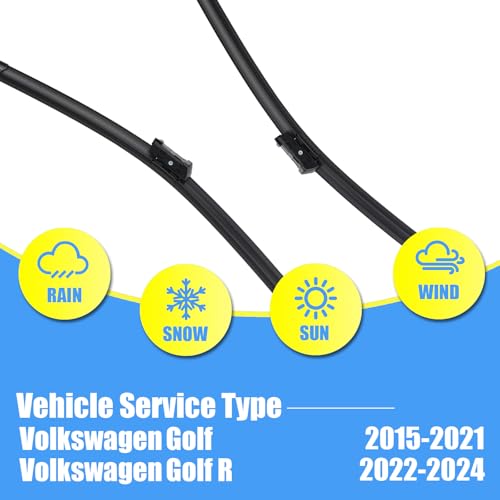 Image of Gavimnal Silicone Wiper Blades Replacement For Volkswagen Golf 2015-2021 | 26 inch+18 inch Front & 11 inch Rear, All-Weather, Streak-Free, OE-fit, Quiet, Easy One-Click Install