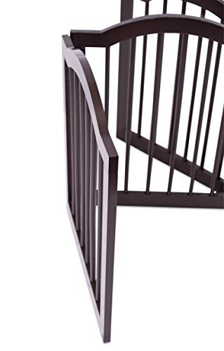 Internet's Best Pet Gate With Arched Top - 3 Panel - 24 Inch Step Over Fence - Free Standing Folding Z Shape Indoor Doorway Hall Stairs Dog Puppy Gate - Fully Assembled - Espresso - Mdf #TOP6