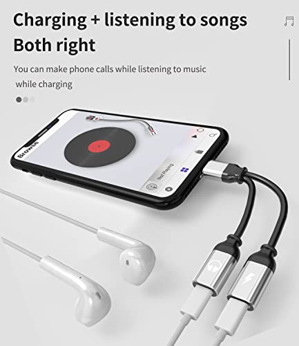 Headphone Adapter For Iphone Dual Lightning(2Pack) Adaptador Para Apple Splitter Audio And Charge Cord Charger Earphone 2 In 1 Dongle Jack Earbud Cable Phone 13 12 11 Pro Max Mini Xs Se 7 X Xr 8 Plus #TOP2