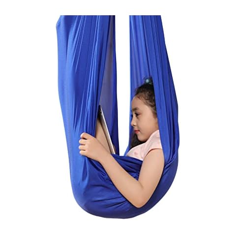 IFOLAINA Indoor Therapy Swing for Children, Elastic Sensory Swing, Nylon Rocking Cloth, Cuddly Hammock, Asperger and Sensory Integration, Autism, ADHD (150 x 280 cm) Cover