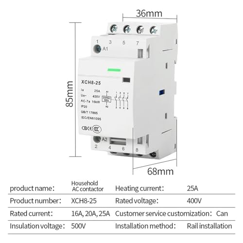 Contacteur modulaire 16A 4NO sur rail DIN interrupteur de commande 220V domestique - 2