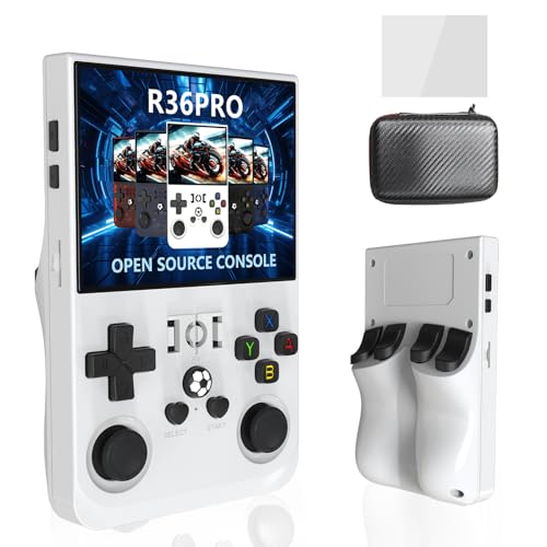 [Pro] Consola de Juegos Portátil Retro R36S, Consolas de Videojuegos Portátiles con Pantalla IPS de 3,5 Pulgadas, Reproductor de Vídeo de Bolsillo Portátil con Más de 25000 (64GB)