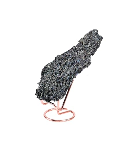 Image of AMOYSTONE Carborundum Stone 1.3-1.7 lb with Stand Colorful Healing Mineral for Energy Decoration, Reiki Classroom