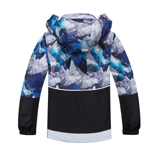 Image of MGEOY Boys Girls Rain Jacket Lightweight Waterproof Hooded Fleece Lined Raincoat Windbreakers for Kids
