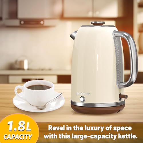 BOHOME Electric Kettle, 1.8L/1200W, Stainless Steel, Keep Warm Function, Auto Shutoff, BPA-Free, Hot Water Kettle for Coffee & Tea, No Plastic Contact with Water