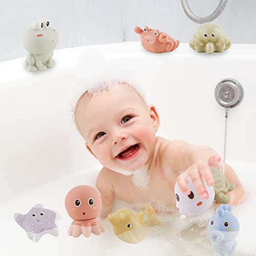 Mold Free Bath Toys For Infants 6-12 Months - 10Pcs Bath Squirt Toys Silicone Ocean Animals Bathtub Float Toy For Water Play Kids Preschool Education Toy Learning Skills For Bathroom #TOP3