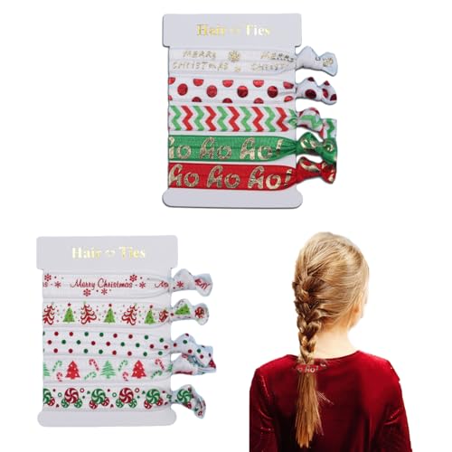 細い太い髪用クリスマスヘアタイ、10個入り ソフト 伸縮性 クリスマステーマ ヘアシュシュ ヘアゴム バンド ヘアロープ ポニーテールホルダー かわいいクリスマスヘアアクセサリー 赤ちゃん 女の子 ティーンズ ギフト