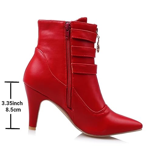 MEOTINA Gold High Heels for Women Kitten Heel Pointed Toe Short Womens Booties Buckle High Heeled Ankle Metallic Shoes2