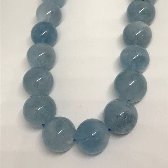Aquamarine Smooth Round beads pour création bijoux et collier perles de 15mm