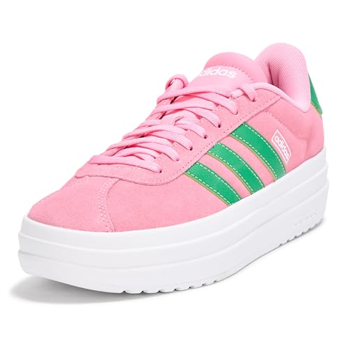 Image of adidas Womens Vl Court Bold Lace Up Sneakers Shoes Casual - Pink