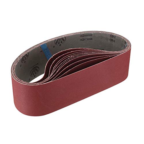 Aluminum Oxide Sanding Belts,4-Inch x 36-Inch 80/120/150/240/400 Assorted Grits (10 Pack)