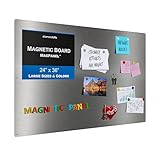 Diamond Life Magnetic Board - Memo & Vision Board for Home, School & Office - Magnet Board for Kids - Pre-drilled Mounting Screws Included (Stainless Steel 24'x36')
