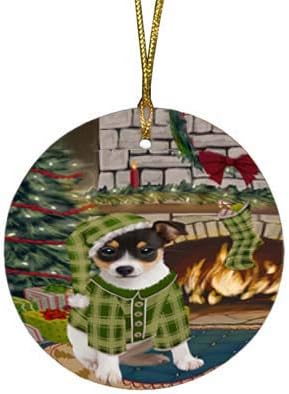 Have a Holly Jolly Rat Terrier Dog Round Flat Ornament - Pet Decorative Hanging Ornaments for Christmas X-mas Tree Decorations - 2.75" Round Ceramic Christmas Ornament POR1396