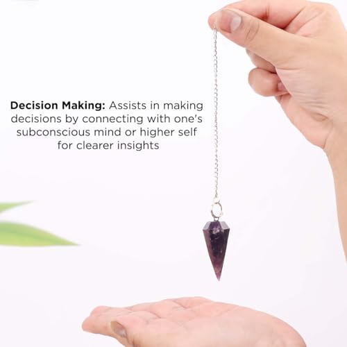 Image of Amethyst Point Pendulum For Feng Shui & Vastu | Crystal Products For Reiki | Natural Gemstone Dowsing Pendulum