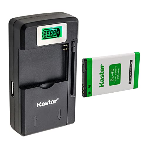 Kastar 1-Pack BL-4C Battery and Smart LCD Charger Replacement for Nokia 6088 6100 6101 6102 6102I 6103 6103B 6125 6126 6130 6131 6133 6136 6170 6230I 6260 6300 6300i 6301 6301B 7200 7270 7705 8208