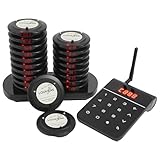 LOUKIENE Pagers for Restaurants, Restaurant Paging System, 20 Coaster Pagers and Beepers with Vibration Flash Buzzer Mode for Church Nursery Club Hospital Coffee Shop Bar