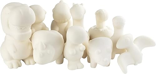 Miniatura 7 de Kit de manualidades jumbo para fiestas de dinosaurios (12 dinosaurios únicos con 12 pinturas de tela), juguetes blandos blancos con aroma Kawaii de