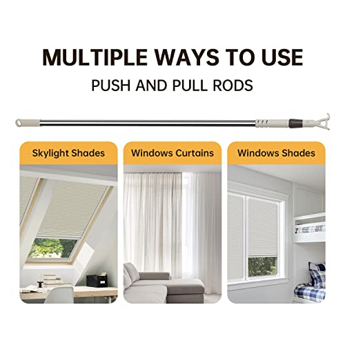 Makefeile Tension Rod Blinds Shads Push Pull Adjustable Rod For Skylight Cordless Window Blinds And Shades,Easy To Pull The Shades Down And Up 38 To 63Inch. #TOP5
