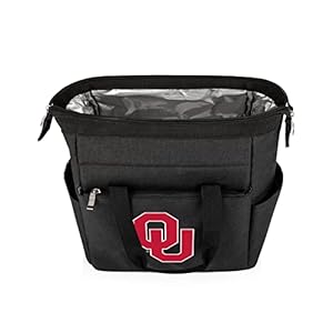 PICNIC TIME NCAA Oklahoma Sooners On The Go Lunch Bag, Soft Cooler Lunch Box, Insulated Lunch Bag, (Black) 10 x 6 x 10.5