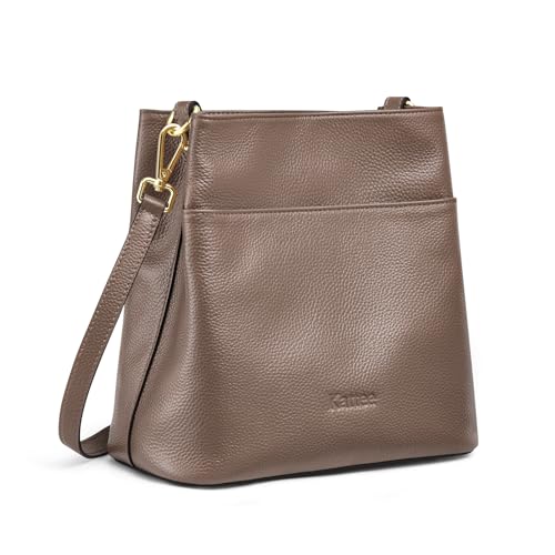 Image of Kattee Leather Handbags for Women 2026, Soft Shoulder Tote Crossbody Purses Bucket Bags with 2 Detachable Straps