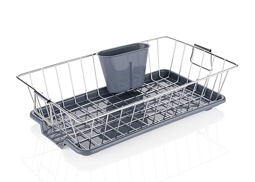 Image of RADIANT Basket Drainer & Dish Drainer Basket for Kitchen /Utensil Stand for Kitchen /Dish Drying Rack with Drainer /Bartan Stand /Dish Rack (17 x 9 Inches - Grey)