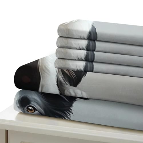 Housse de couette Border Collie 135x200cm en microfibre avec imprimé 3D pour lit simple - 7