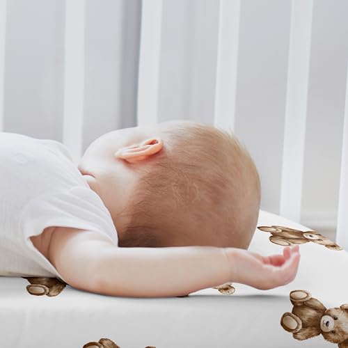 Image of Sweet Jojo Designs 2-Piece Baby Bassinet Sheets Set (Boho Teddy Bear) for Boys /Girls, Infant Newborn Nursery, Oval, Rectangle & Hourglass Mattress (Taupe Plaid & Brown, Watercolor Wholesome Aesthetic)