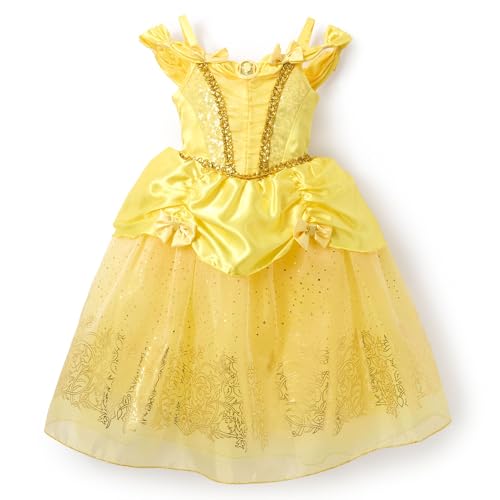 Disney Store Official, La Bella y la Bestia, Bella, Disfraz Infantil, Vestido de Princesa Amarillo para Fiestas, Juego y Halloween, 4 años