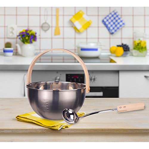 image for MagiDeal Sauna Stainless Steel Bucket and Ladle Set Wood Handle for St