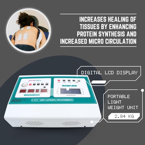 Image of Physiogears 4-in-1 Physiotherapy Machine with Ultrasound, IFT, TENS & MS Therapy | Pain Relief & Muscle Stimulation Device | Off White