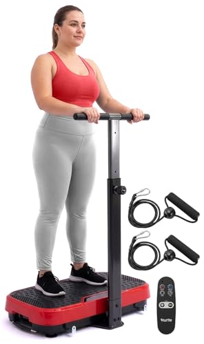 Hurtle Vibration Plate Exercise Machine Portable Vibration Plate with Handles and 1-99 Speed Levels 10 Preset Programs Quiet Low-Impact Home Fitness Platform with Remote Control Red