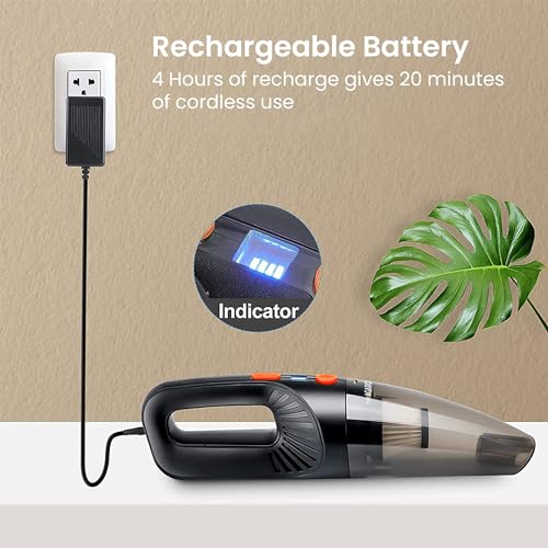 Image of AGARO HVC1081 Cordless Rechargeable Car Vacuum Cleaner, Portable, Handheld,100W, 5.5KPA Power Socket,Stainless Steel Filter, Red