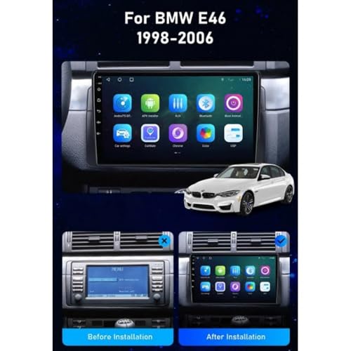 Radio coche 2 DIN Carplay para BMW E46 con Bluetooth, Mirror Link y cámara trasera HD 7