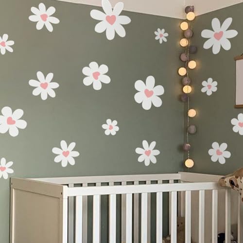 Vinilos Decorativos, Flores Blancas con Corazón, 4 Piezas miniatura 3