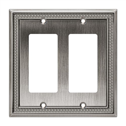 Image of Henne Bery Sunken Pearls Heavy Duty Decorative Wall Plate Switch Plate Outlet Cover (Double Decorator, Heirloom Silver)