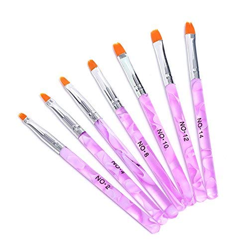Tfscloin Gel Nail Brush,7Pcs Poly Extension Gel Brush,Nail Art Tips Builder Brush Nail Painting Brush Pen Set for Home and Salon Use