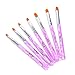 7 Pcs Nail Art Brush Pen UV Gel Acrylic Nail Brush False Nail Art Tips Builder Gradient Painting Gel Nail Polish Brush Set Tools (Purple)