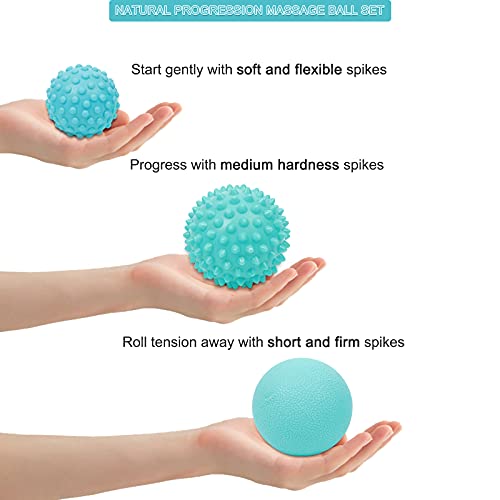 Image of WOVTE Pack of 3 Spiky Hard Massage Ball for Foot, Back, Muscle Soreness Lacrosse Balls