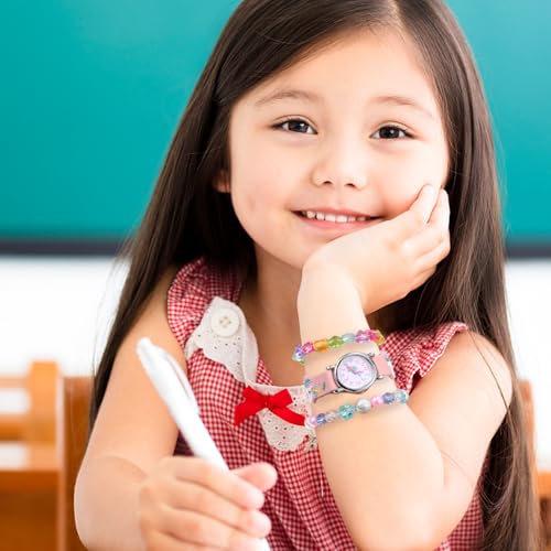 Reloj de cuarzo infantil y pulsera para regalo de cumpleaños de niñas 7