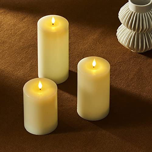 Lamplust Realistic Flameless Candles With Remote - Set Of 3, Batteries Included, Real Wax, 3D Flickering Led Flame, 3 Inch Diameter Pillar Candles For Home Decor, Timer, Infinity Wick Collection #TOP6
