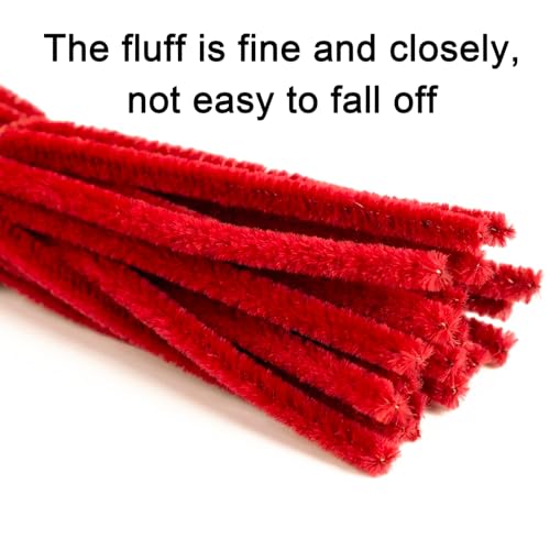 Image of Red Pipe Cleaners Craft Bulk,200pcs Craft Supplies,Chenille Stems,Arts and Crafts DIY Christmas /Halloween /Valentines Gifts,Home Decor,Kids Crafts Toys for Ages 8-13,Pipe Cleaner Flower Kit