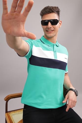 Image of ADRO Men's 100% Cotton Regular Fit Polo T-Shirt