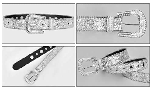 Rhinestone Belt for Women Men - Sequin Diamond Western Cowgirl Belts - Bling Studded Belts for Jeans Pants3