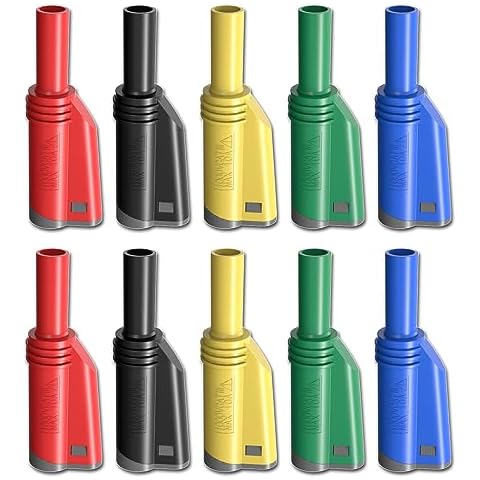 Goupchn 4mm Stackable Shrouded Banana Plugs Safety Fully Insulated Solderless Screw Fixation DIY Connectors 5 Colors Cover