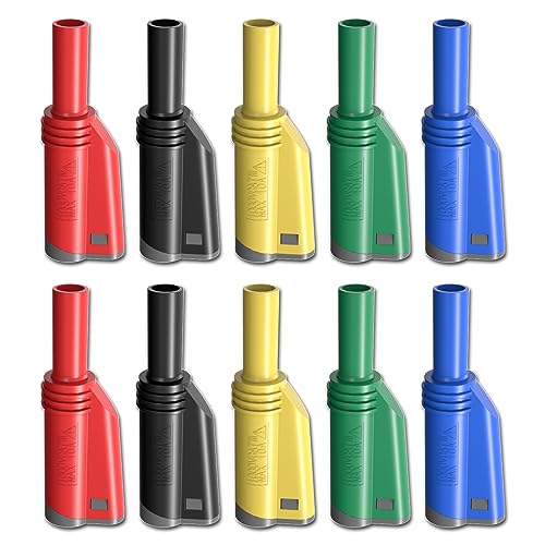 Goupchn 4mm Stackable Shrouded Banana Plugs Safety Fully Insulated Solderless Screw Fixation DIY Connectors 5 Colors