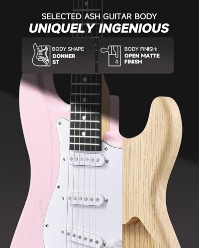 Image of DONNER DST-80 Electric Guitar 39 inch Beginner Electric Guitar Kit with Amp, Classic SSS Pickup Complete with Gig Bag, Tuner, Capo, Strap, Picks, and Free Online Lessons