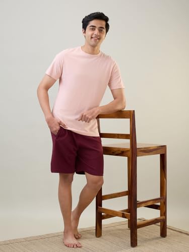 Image of SleepZ by Raymond Men Regular Fit Solid Pattern Cotton Polyester Blend Shorts