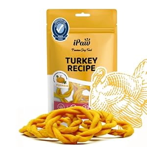 iPaw Turkey Dog Treats, All Natural Human Grade Dog Treat, Suitable for Training chew, Hypoallergenic, Rawhide Alternative, Ring (Pumpkin)